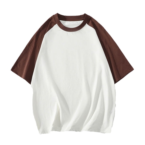 Playera Elvqul Hombre Manga Corta Liso Mayor Café Cuello Redondo