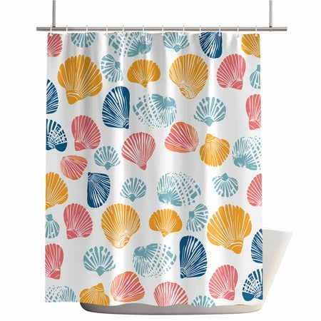 Shower Curtains for Bathroom-72"x84",Summer Colorful Sea Shells Waterproof Bath Curtain Grommet Shower Curtain Set with Hooks,Coastal Ocean Beach Theme Washable Bath Accessories