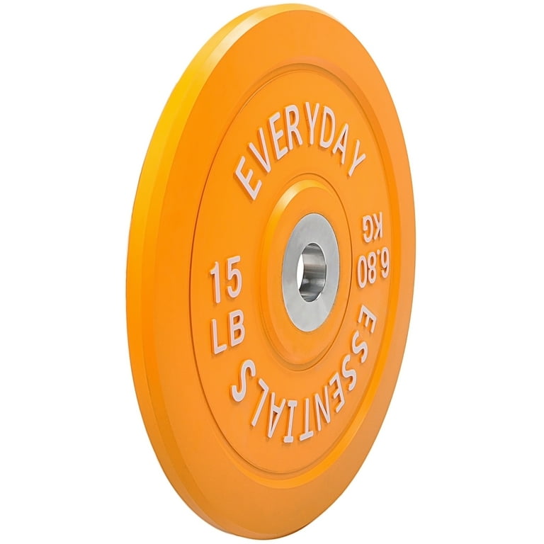 BalanceFrom Olympic Bumper Plate Weight Plate with Steel Hub Color Coded 15 lbs Single