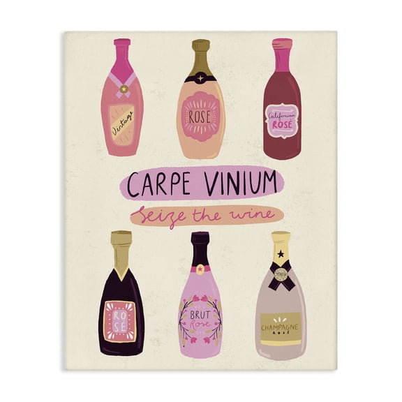 Stupell Industries Carpe Vinium Seize the Wine Food & Beverage Painting Wrapped Canvas Art Print Wall Art, 16 x 20