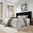 thumbnail image 1 of Amolife King Size Velvet Upholstered Bed with Wingback Headboard, Black, 1 of 9