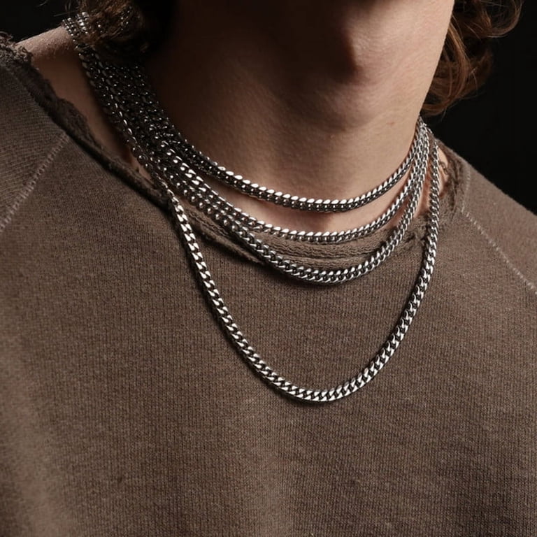 Mens Jewelry 5/7MM 20/2224 Stainless Steel Silver Curb Cuban Chain Necklace