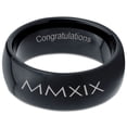 thumbnail image 2 of Tungsten Congrats Grad Class Of 2019 Roman Numerals Engraved Band Ring 8mm Men Women Comfort Fit Black Dome Polished, 2 of 4