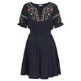 thumbnail image 4 of LASCANA Women's Embroidered Short Sleeve Dress Embroidered Detail, 4 of 5