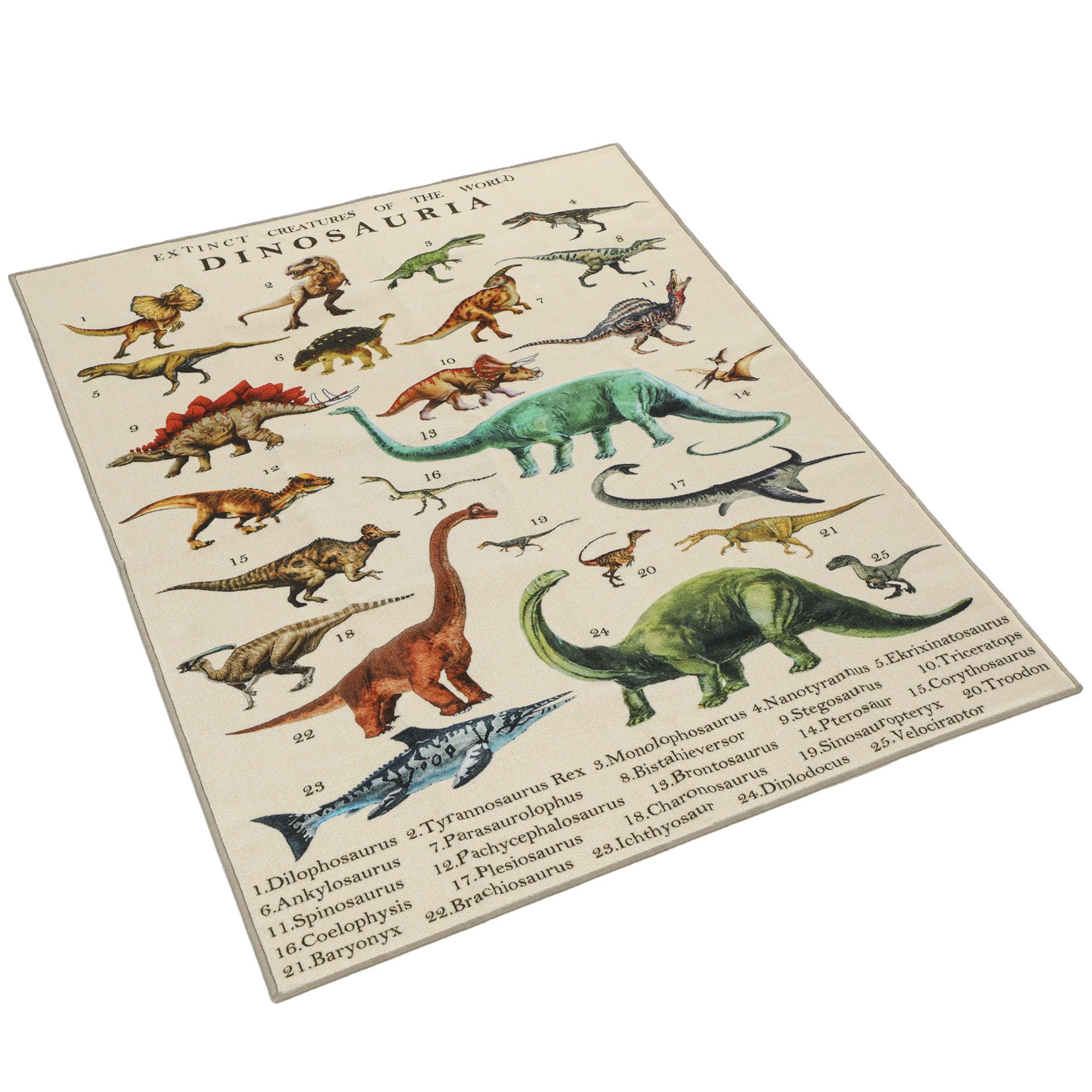 Dranite Khaki Dinosaur Play Mat for Toddlers Large 79" x 59" Non Slip Crawling Rug for Living Room