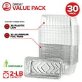 thumbnail image 6 of Disposable Aluminum Loaf Pans with Lids, 2 Lb (30 Pack) Foil Baking Tins with Plastic Lid, Tin Pan with Cover for Cake, Banana Bread, Meatloaf, Mini Lasagna, Drip Trays - Stock Your Home, 6 of 7