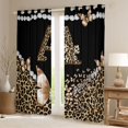 thumbnail image 2 of Manfei Leopard Print Monogrammed A Blackout Curtains,Dreamy Butterfly Window Curtains Pack of 2 (38x45 Each),Black Brown, 2 of 6