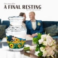 thumbnail image 4 of JAGASY Sunflower Miniature Urn for Father, White Mini Keepsake Urns for Human Ashes, Sunset Sunflower Field Decorative Urns for Mother, Handmade Cremation Urn for Parents, (3 Inch), 4 of 7