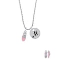 thumbnail image 2 of Delight Jewelry Silvertone 3-D Pink Running Shoe Silvertone Script Initial Disc - M - Charm Necklace, 20"+3", 2 of 4