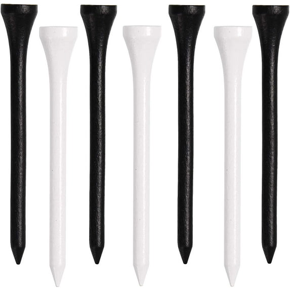 Golf Tees, 2 3/4 Inch, 70 Count, Professional Deluxe Wooden Golf Tee, Natural Hard Wood Golf Tee-Black & White