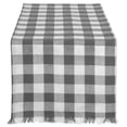 thumbnail image 2 of Design Imports Chemin de Table à Carreaux Gris Lourd avec Franges 14X108 Pouces, 2 of 4