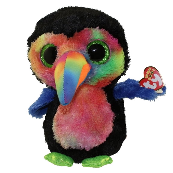 Open Box TY Beanie Boos - BEAKS the Toucan Bird (Glitter Eyes) (Regular Size 6" Plush) MWMTs Boo Toy (BONUS 1 TY CHOPS & 1 TY CARD)