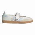thumbnail image 1 of Tenis Zapatilla Adidas Samba Jane para dama, color blanco con paneles en azul, correa de gancho, suela de goma, composición; Piel de becerro, ante de Becerro, Tela y Goma., 1 of 5