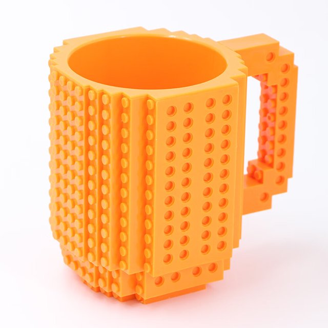 Tazas de café de ladrillo para construir, taza novedosa de bricolaje con bloques de construcción, regalos creativos para niños, hombres, mujeres, cumpleaños, Navidad, naranja