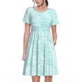 thumbnail image 1 of Fotbe Blue Bright Vestido Largo de Moda para Mujer, Vestido Tipo Camiseta con Manga Corta y Estilo Casual a Rayas y Bloques de Color, 1 of 6