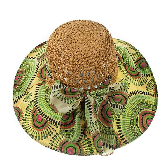 Lelaffet Floppy Beach Summer Hat Wide Brim Sun Cap Vacation Sunhat for Womens Hats Green
