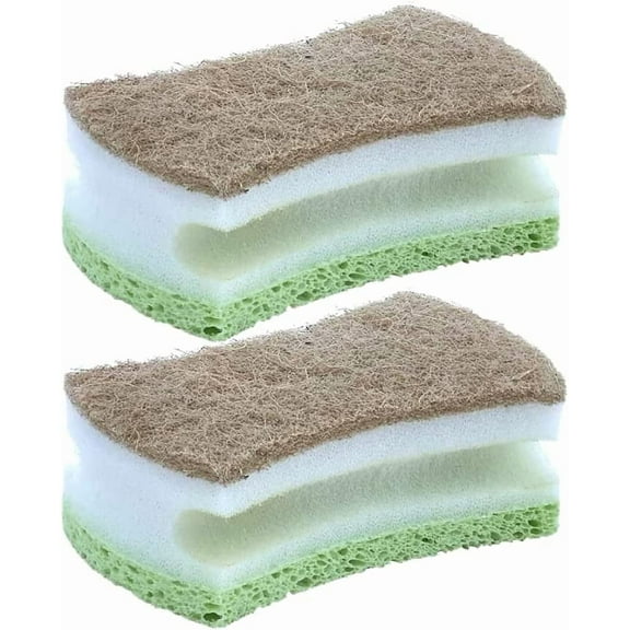 Superio Natural Sisal Cellulose Scrub Sponge with Grip, Dual Sided (2 Pack)