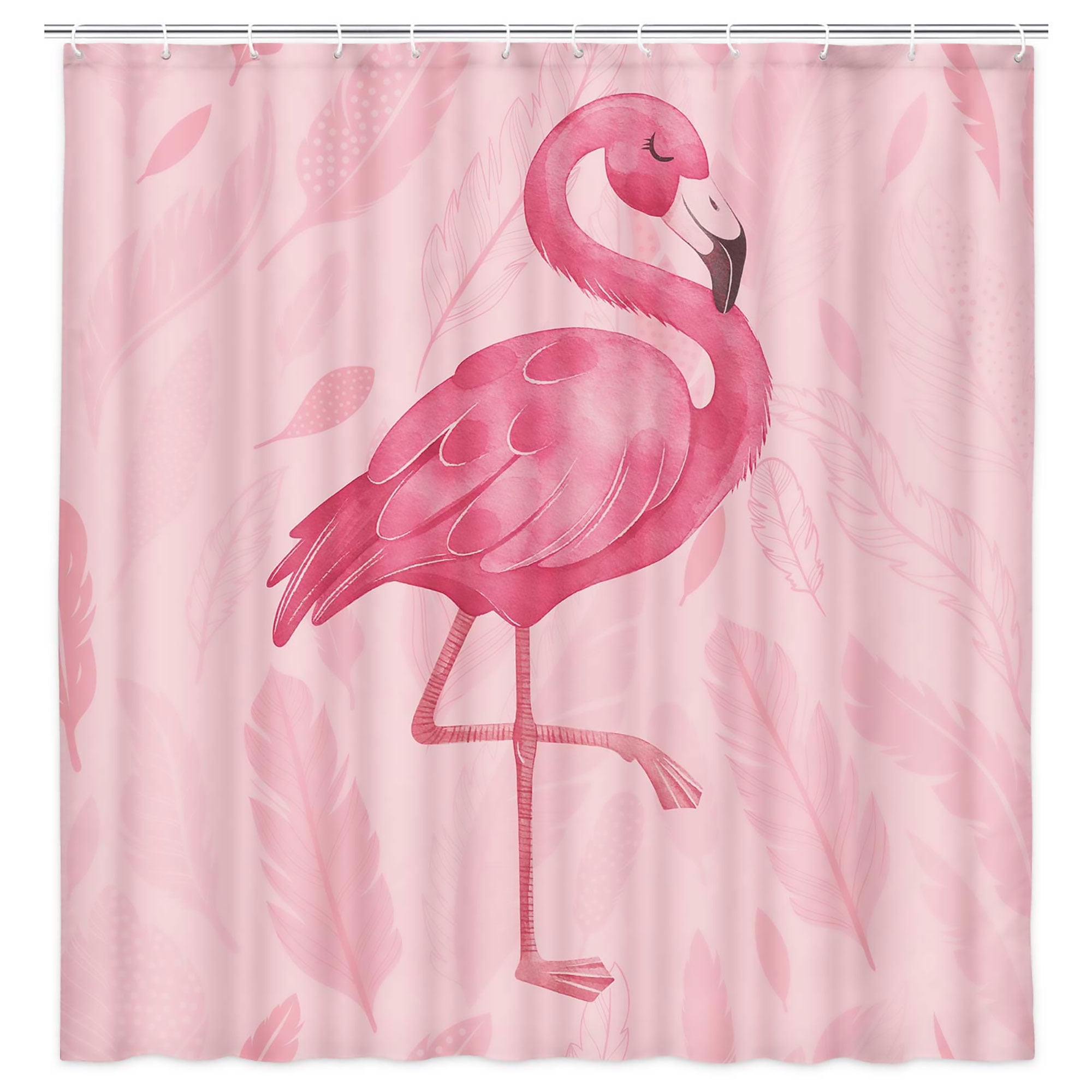 Pink Shower Curtain, Cute Flamingo Shower Curtains for Bathroom, Modern