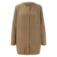 thumbnail image 4 of Kaondbfi Cardigan for Women, Korean Wool Coat Slim Trench Long Coat Fall Winter Elegant Round Neck Straight Korean Coat Mid Long Wool Overcoat Womens Winter Coat, 4 of 5
