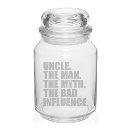 26 oz Glass Candy Jar Apothecary Storage Jar Gift Uncle The Man The Myth The Bad Influence Funny For Uncle