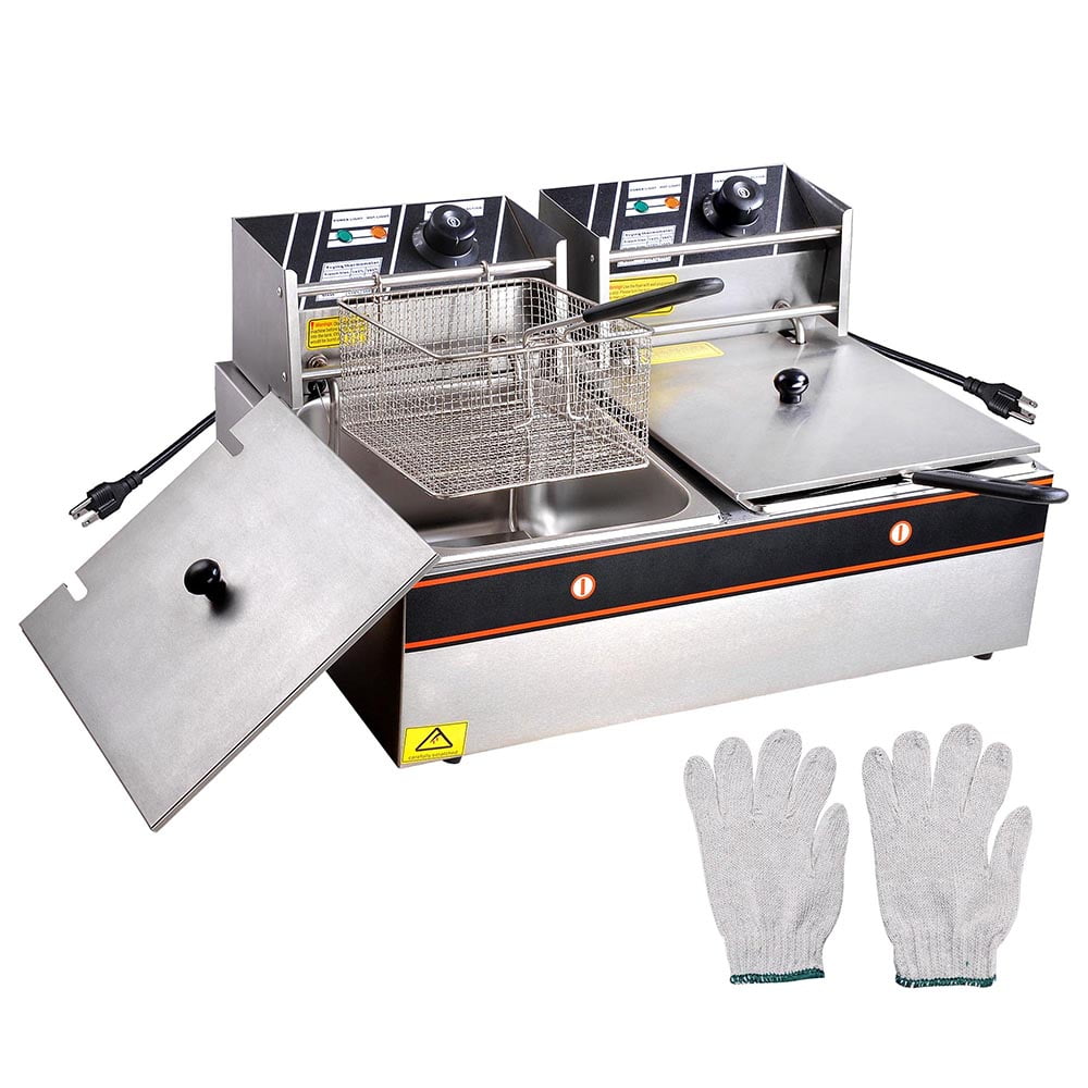 12L 5000W Commercial Electric Deep Fryer Dual Tank Basket