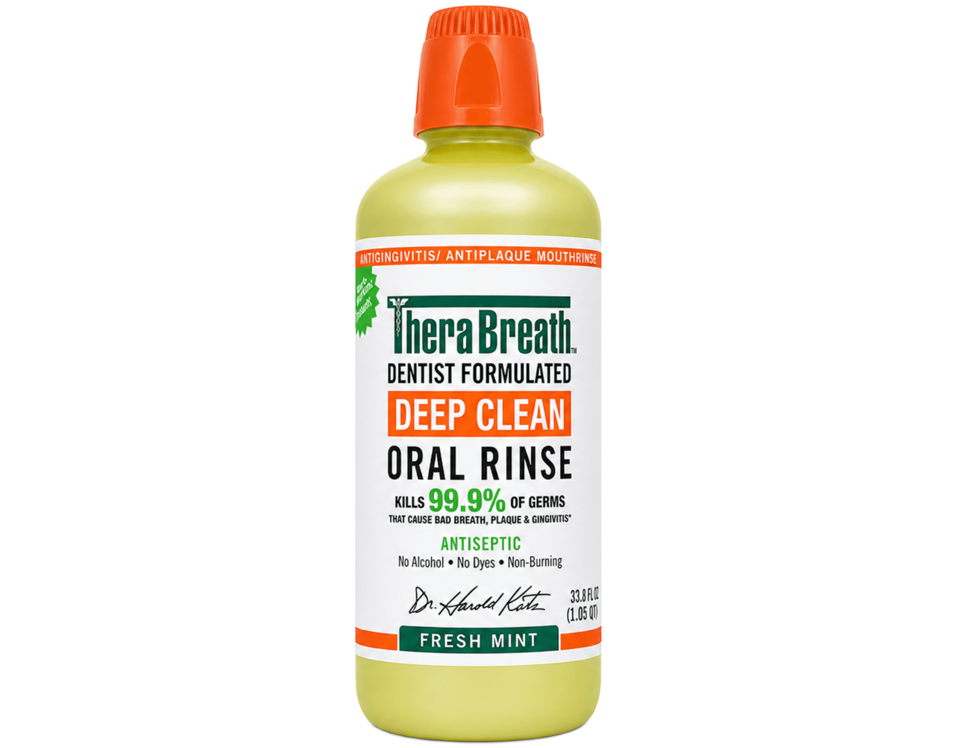 TheraBreath Deep Clean Antiseptic Mouthwash, Fresh Mint, 33.8 oz 3 Pack