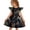 14ZCyan, variant on Halloween Dress Ruffle Flutter Sleeve Crew Neck Swing A-Line for Girls, Spooky Cartoon Haunted House Black Cat Pumpkin Holiday Outfit Dress White 120