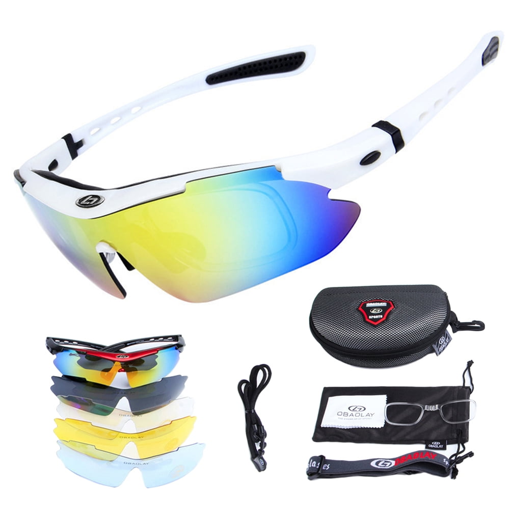 Anti-UV 5 Lens Cycling Outdoor Sports Goggles Bike Polarized Glasses Sunglasses 