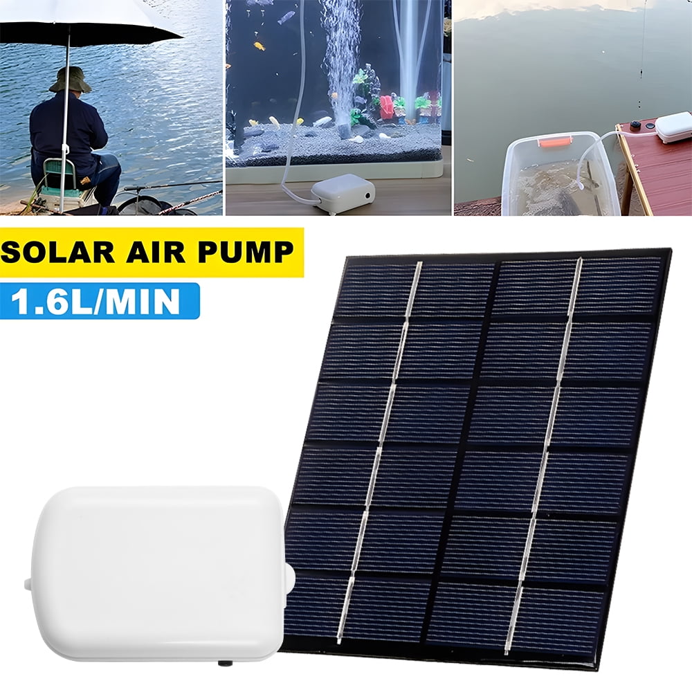 solar air Aerators Solar Pond Aerator with Air Pump 2000mA Backup Battery Aquarium Oxygen Aerator Air Pump with Pipe Air Bubble Stones for Garden Fish Tank Pool Pond Landscape Decoration