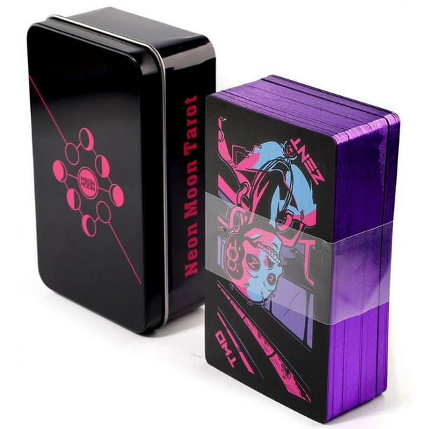 Cartas de Tarot con caja de hierro en inglés, tecnología de estampado en caliente, cartas de Tarot, cartas de oráculo mejoradas, cartas de juego de mesa de papel de cobre