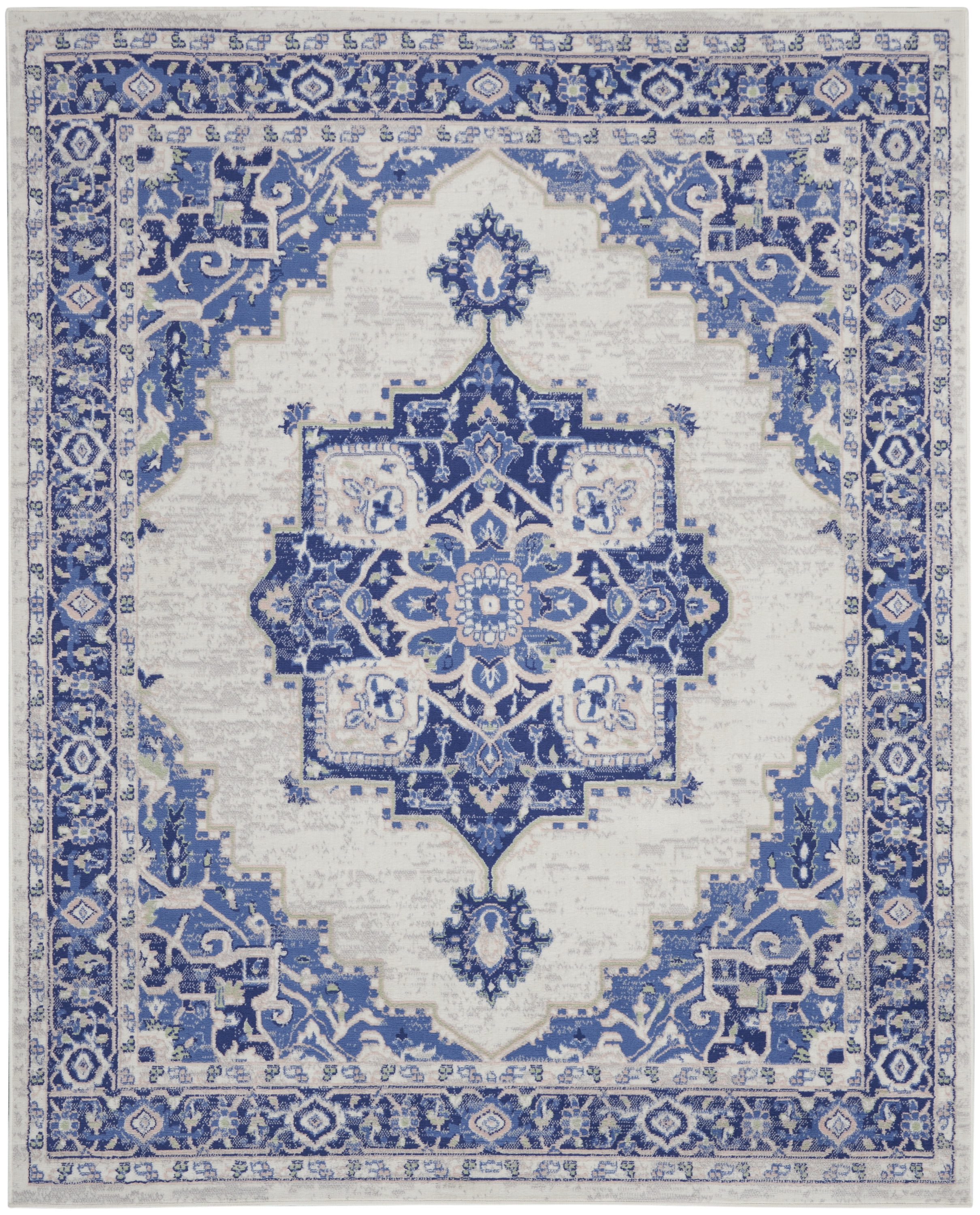 Nourison Whimsicle Persian Farmhouse Ivory Blue 8' x 10' Area Rug, (8' x 10')