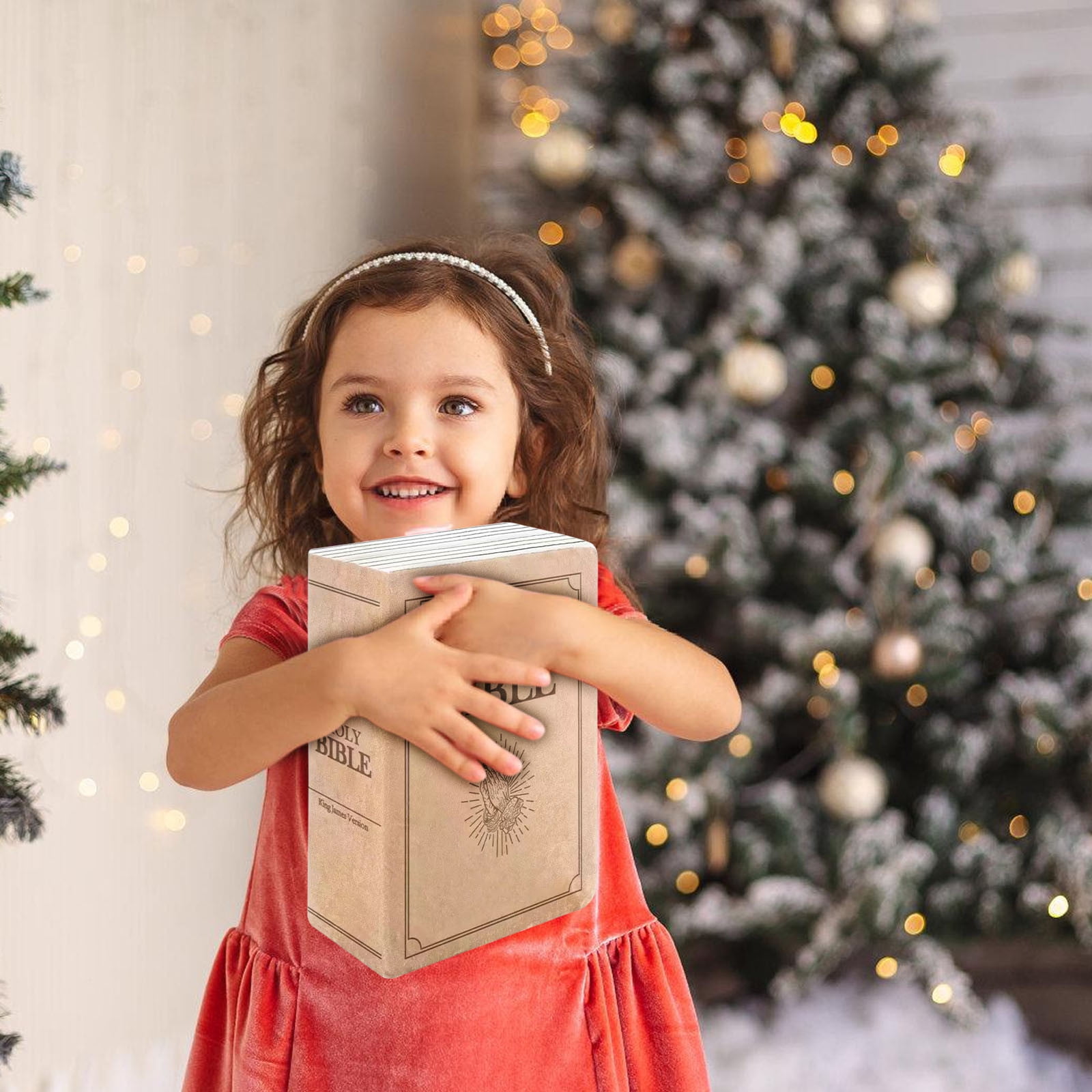 Children's Plush Toy Throw Pillows, Christmas holiday Bible Book Pillow that Opens, Home Living Room Decorative Pillow, Kids Pillow, for Bedroom Sofa Cushion Chair Couch Bed, 13"x8.8"x4"