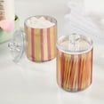 thumbnail image 2 of Yayeee 2 Pack Qtip Holder Bathroom Cotton Swab Canister with Lid Clear Dispenser Set, Pink and Yellow Striped Pattern, 2 of 6
