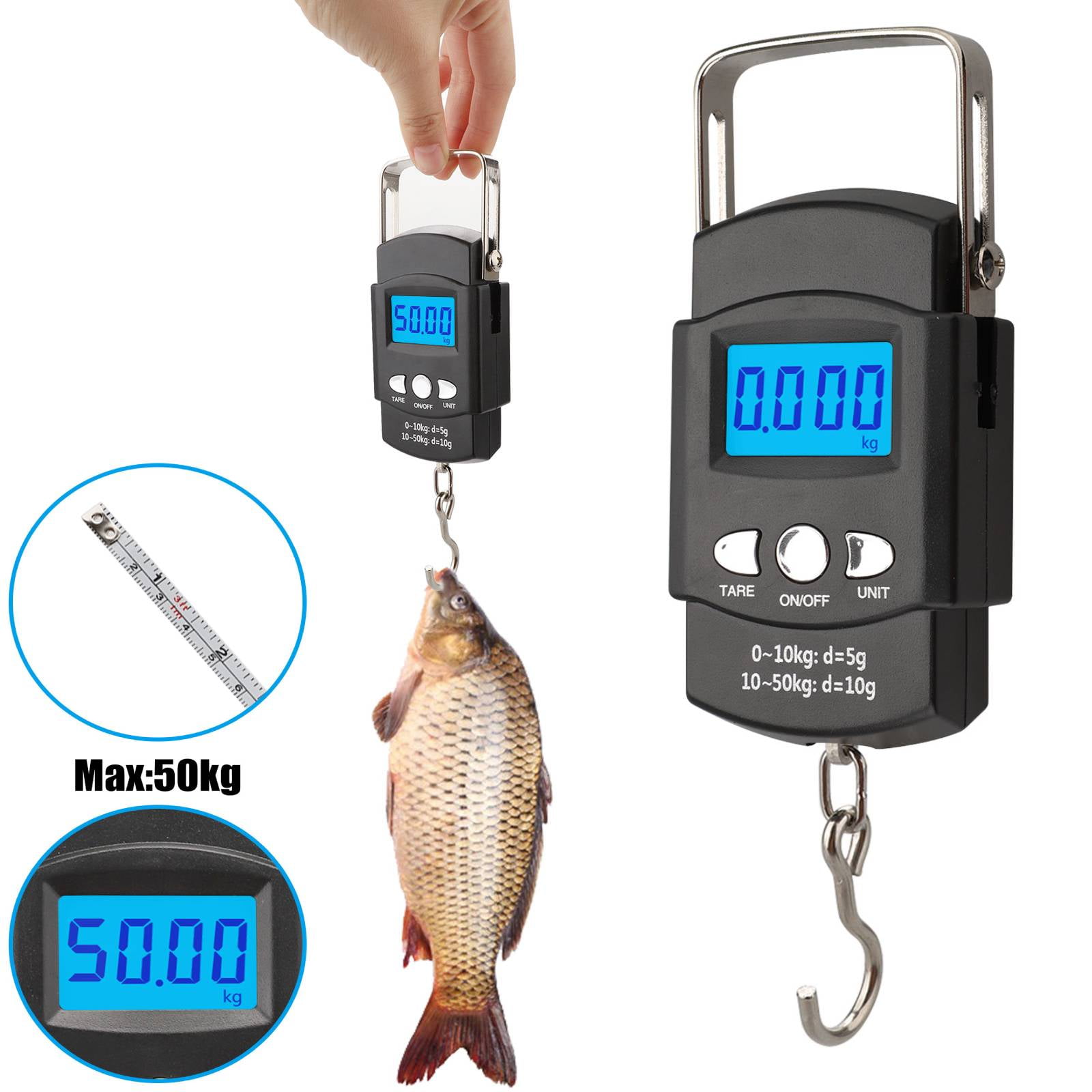 Silver growfast 110 Lbs Digital Archery Digital Scale,High Precision,Heavy Duty Weight Scale,Backlight Hanging Scale,Ultra Portable Scale Scales 50kg with Hook with LCD Display 