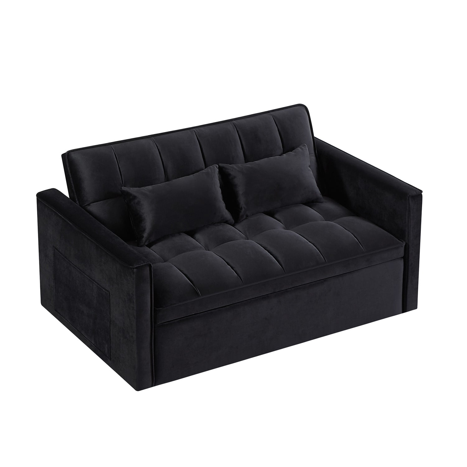 Hommoo 3 in 1 Convertible Pull Out Sofa Bed, Loveseat Sleeper Sofa, Black