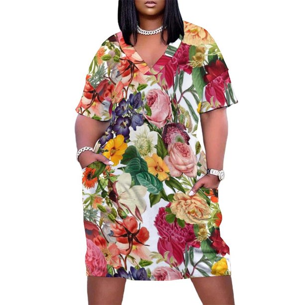 Vestido calado con estampado floral estético para mujer elegante vestido vintage con bolsillo de rama de algodón Verano