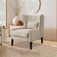 thumbnail image 4 of BSHTI Beige Linen Upholstered Accent Arm Chair, Solid Rubberwood Frame, Modern Comfy Side Chair for Living Room Bedroom, 4 of 6
