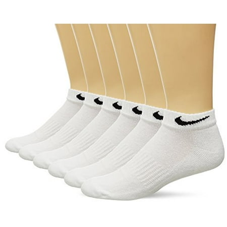 NIKE Unisex Performance Cushioned Low Rise Socks (6 Pairs), White, (Best Deal On Nike Elite Socks)