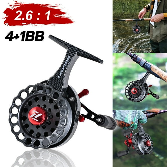 Fly Fishing Reel 4 1BB 2.6:1 Gear Ratio Spinning Ice Raft Reel Carbon Texture