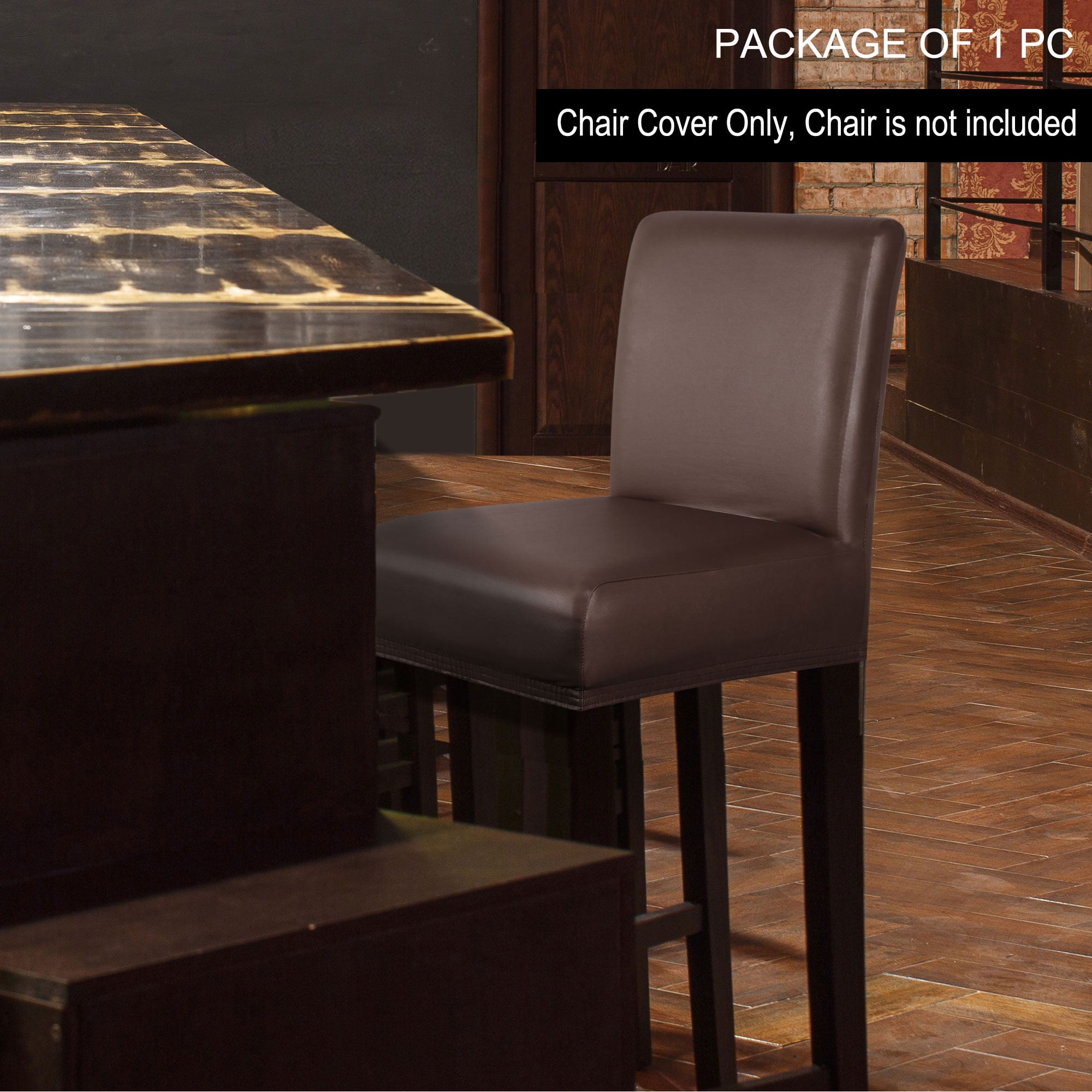 Unique Bargains Waterproof Bar Stool Covers for Short Back Chair Slipcovers Coffee Color 1 Pc