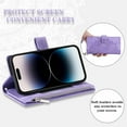thumbnail image 3 of Jiahe Cover for iPhone 11, Wallet Case with Card Holder and Crossbody Lanyard, Flip Leather Flower Pattern Magnetic Closure Zipper Pocket Case Kickstand Shockproof Cover, purple, 3 of 6
