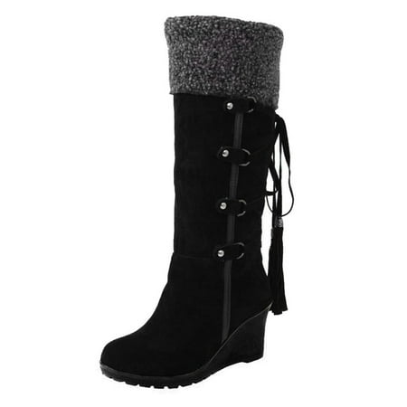 

HGWXX7 Women s After Sanding With Tassels High Boots Sleeves Wedges Snow Boots Fall Shoes