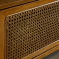 thumbnail image 6 of 59" Mid Century Modern Rattan TV Stand for 65 Inch TV, Entertainment Cabinet with Solid Wood Feet, 1 Cord Holes and Rattan Cabinet Doors, Media Console for Living Room Bedroom Media Room, Brown Ebony, 6 of 8