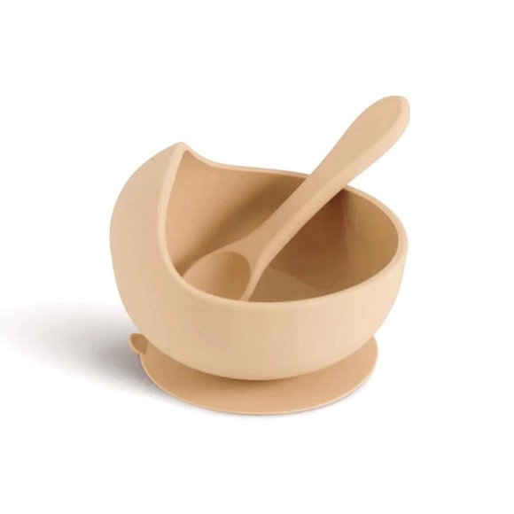 Bols en Silicone pour Bébé avec Succion - Ensemble Bol et Cuillère pour Tout-Petit Ensemble de Sevrage en Silicone pour Bébé