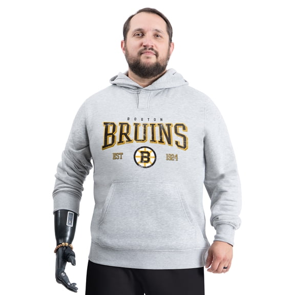 Men's G-III Sports by Carl Banks Gray Boston Bruins Adaptive Classic Team Spirit Fleece Hoodie