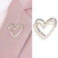 thumbnail image 2 of Grofry Heart Shape Brooch Pin with Shiny Rhinestones Faux Pearls Corsage Suit Lapel Pin Clothes Decoration Accessory, 2 of 7