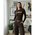 thumbnail image 6 of Punplita Women's Belt Sunflower Studded Rock Style Leather Waist Belts for Jeans Pants in Black, 6 of 8