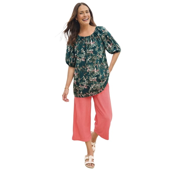 Woman Within Plus Size Blouson Peasant Tunic
