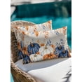 thumbnail image 4 of Outdoor Pillows Waterproof, Orange Blue Fall Bedding Throw Pillows with Insert for Couch Sofa Bed, Thanksgiving Pumpkin Botanical Maple Leaf 12x20 Inch Pillowcases Decorative Patio Pillow Set of 2, 4 of 8