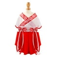 thumbnail image 2 of Flmtop Spring Summer Fashion Chinese Style Cotton Cat Dog Two-legged Dress Pet Clothes Red 1, 2 of 9